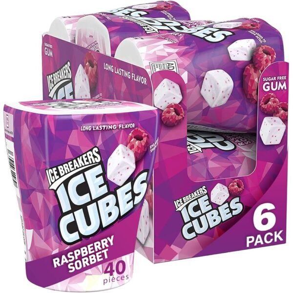 Ice Breaker Ice Cubes Gum Raspberry Sorbet, 6ct