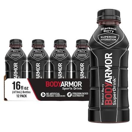 Bodyarmor Superdrink Blackout Berry, 16 oz bottles, 12 loose
